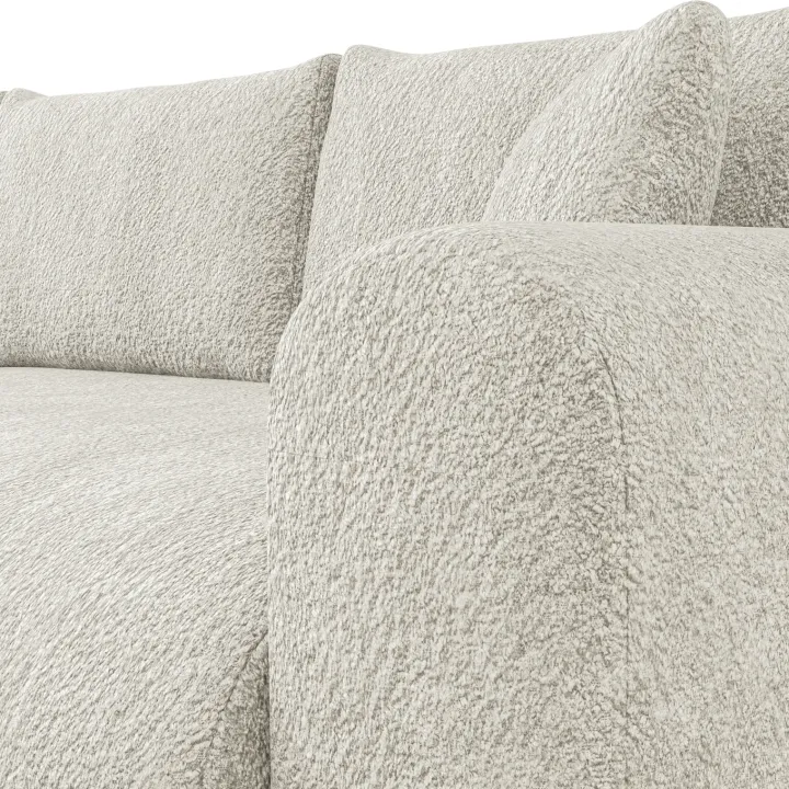 Divano letto angolare reversibile 4 posti 285x188cm con contenitore tessuto bouclé beige chiaro Soft