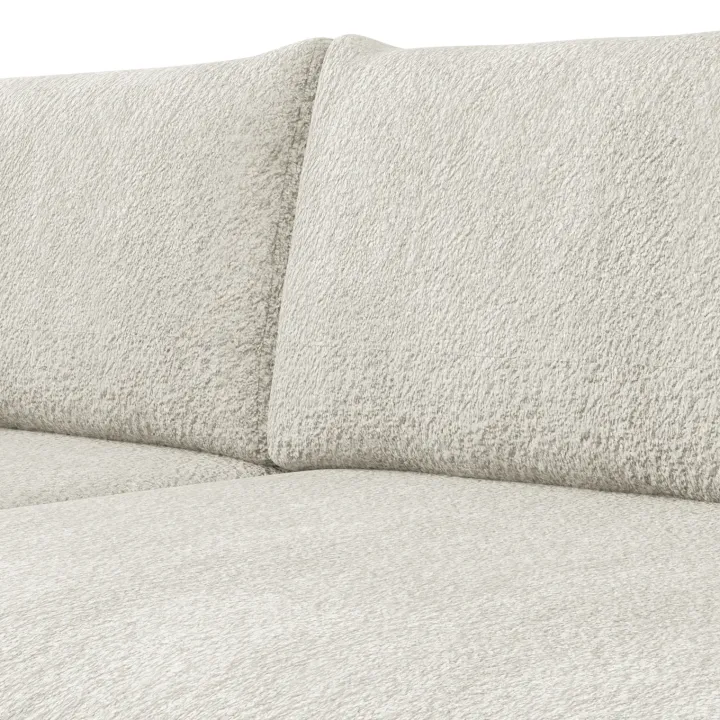 Divano letto angolare reversibile 4 posti 285x188cm con contenitore tessuto bouclé beige chiaro Soft