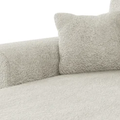 Divano letto angolare reversibile 4 posti 285x188cm con contenitore tessuto bouclé beige chiaro Soft