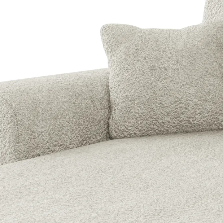 Divano letto angolare reversibile 4 posti 285x188cm con contenitore tessuto bouclé beige chiaro Soft