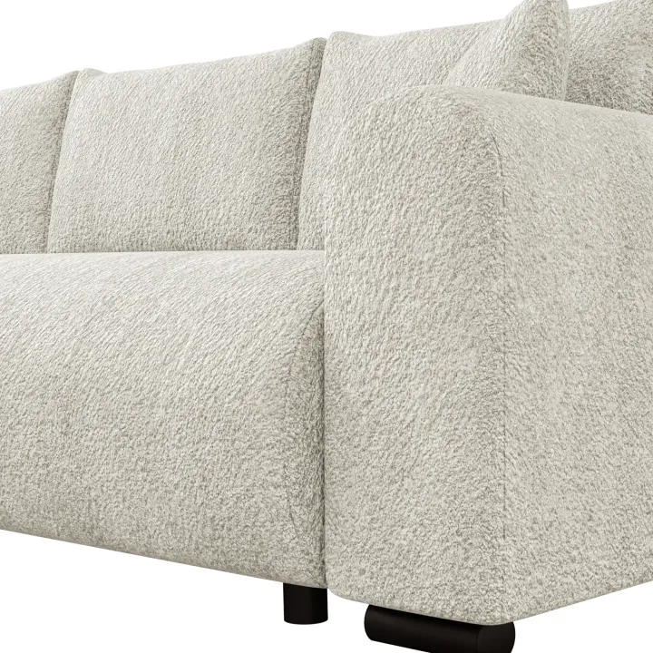Divano letto angolare reversibile 4 posti 285x188cm con contenitore tessuto bouclé beige chiaro Soft