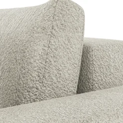 Divano letto angolare reversibile 4 posti 285x188cm con contenitore tessuto bouclé beige chiaro Soft