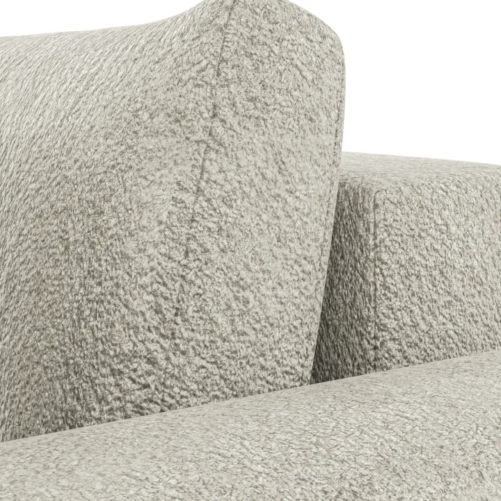 Divano letto angolare reversibile 4 posti 285x188cm con contenitore tessuto bouclé beige chiaro Soft