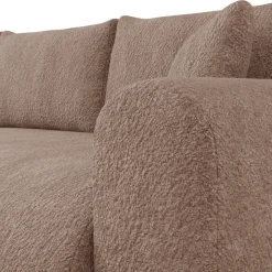 Divano letto angolare reversibile 4 posti 285x188cm con contenitore tessuto bouclé marrone chiaro Soft