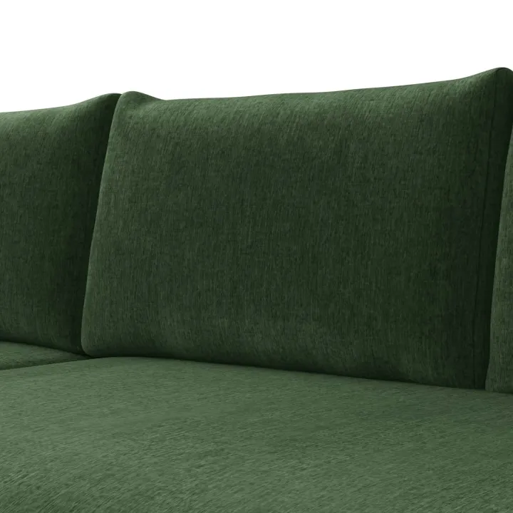 Divano letto angolare reversibile 4 posti 285x188cm con contenitore imbottito tessuto verde Soft