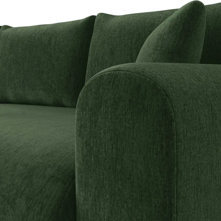 Divano letto angolare reversibile 4 posti 285x188cm con contenitore imbottito tessuto verde Soft
