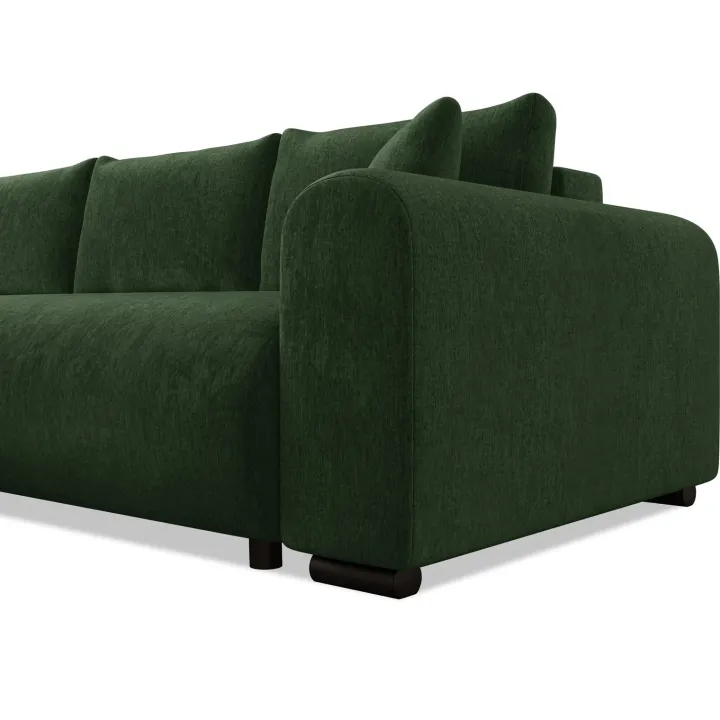 Divano letto angolare reversibile 4 posti 285x188cm con contenitore imbottito tessuto verde Soft