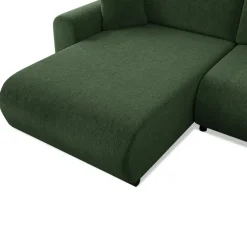 Divano letto angolare reversibile 4 posti 285x188cm con contenitore imbottito tessuto verde Soft
