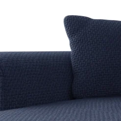 Divano letto angolare reversibile 4 posti 285x188cm con contenitore a trama spessa blu Soft