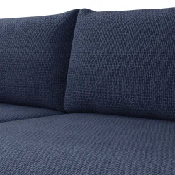 Divano letto angolare reversibile 4 posti 285x188cm con contenitore a trama spessa blu Soft