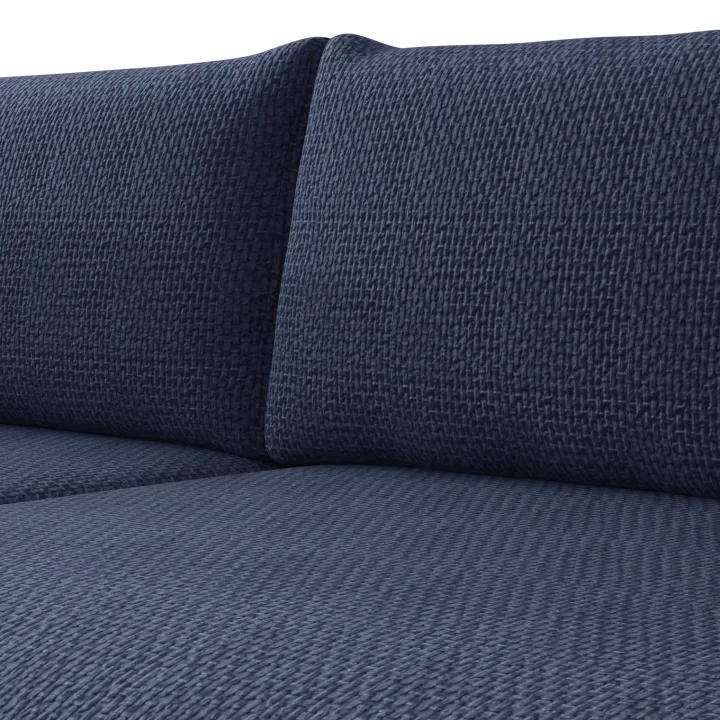 Divano letto angolare reversibile 4 posti 285x188cm con contenitore a trama spessa blu Soft