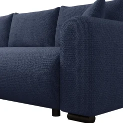 Divano letto angolare reversibile 4 posti 285x188cm con contenitore a trama spessa blu Soft