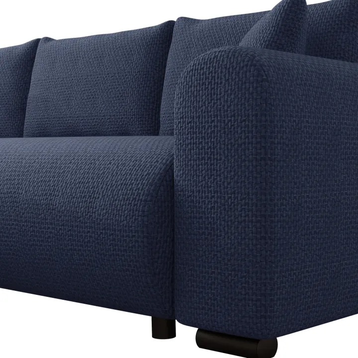 Divano letto angolare reversibile 4 posti 285x188cm con contenitore a trama spessa blu Soft