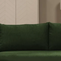 Divano letto angolare reversibile 4 posti 285x188cm con contenitore tessuto velluto a coste verde Soft