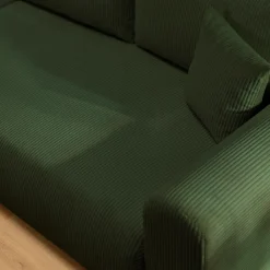 Divano letto angolare reversibile 4 posti 285x188cm con contenitore tessuto velluto a coste verde Soft