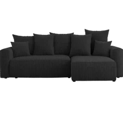 Divano letto angolare reversibile 238x142cm velluto a coste nero Scintilla