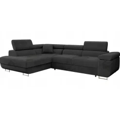 Divano letto angolare sinistra imbottito 274x203cm nero Bormio