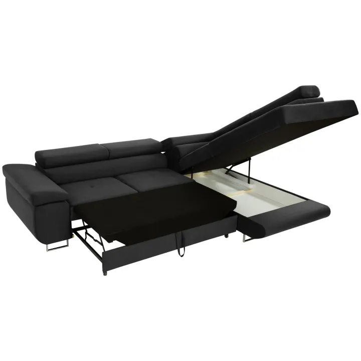 Divano letto angolare sinistra imbottito 274x203cm nero Bormio