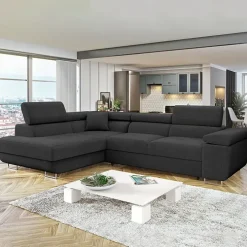 Divano letto angolare sinistra imbottito 274x203cm nero Bormio