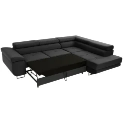 Divano letto angolare sinistra imbottito 274x203cm nero Bormio