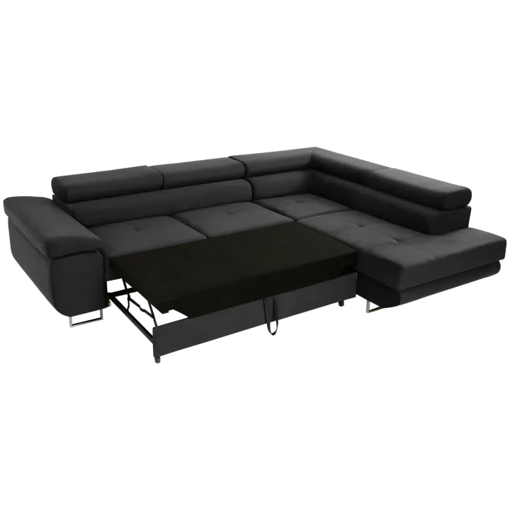 Divano letto angolare sinistra imbottito 274x203cm nero Bormio