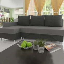 Divano letto angolare sinistra 3 posti 215cm grigio scuro e chiaro Aureliano