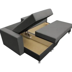 Divano letto angolare sinistra 3 posti 215cm grigio scuro e chiaro Aureliano