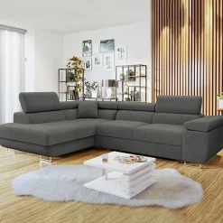 Divano letto angolare sinistra imbottito 274x203cm grigio Bormio