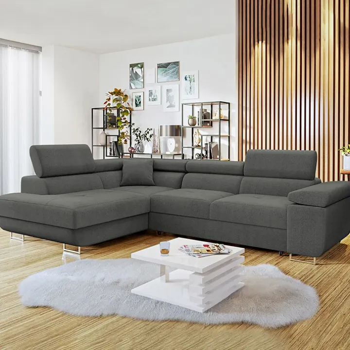 Divano letto angolare sinistra imbottito 274x203cm grigio Bormio