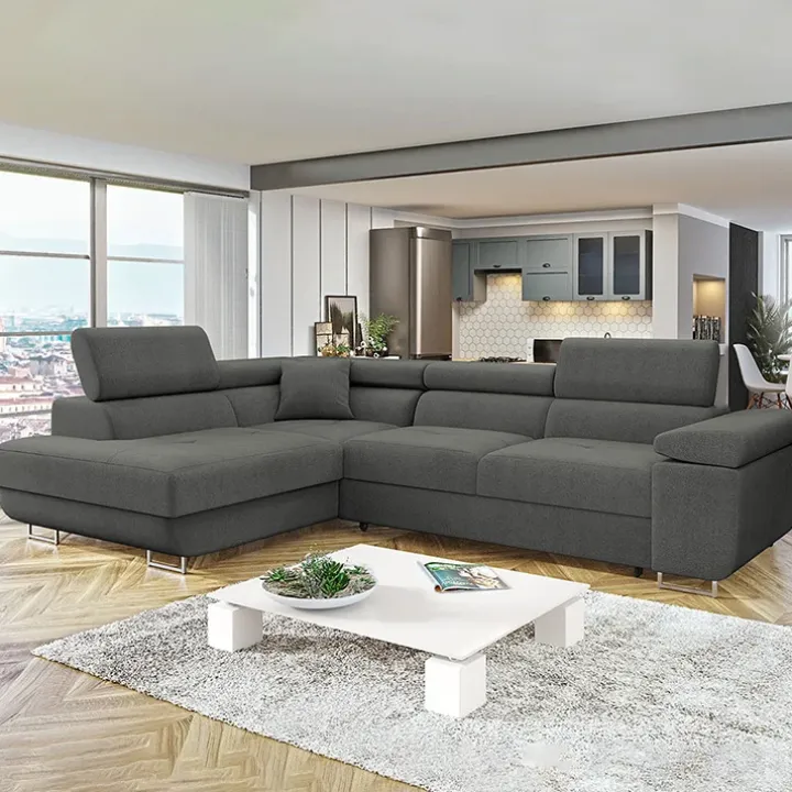 Divano letto angolare sinistra imbottito 274x203cm grigio Bormio