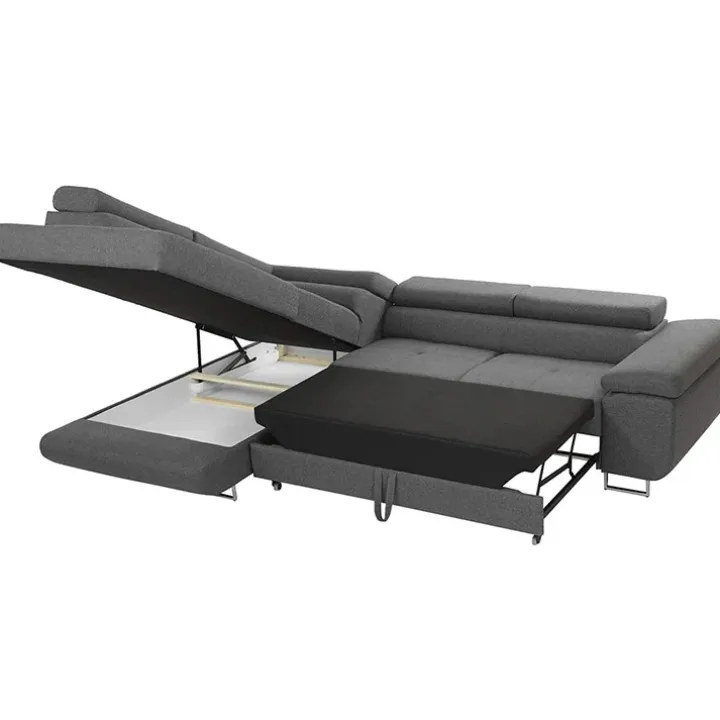 Divano letto angolare sinistra imbottito 274x203cm grigio Bormio