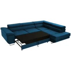 Divano letto angolare sinistra imbottito 274x203cm blu Bormio