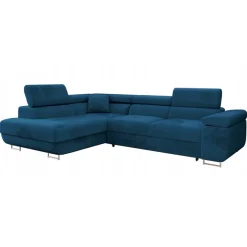 Divano letto angolare sinistra imbottito 274x203cm blu Bormio