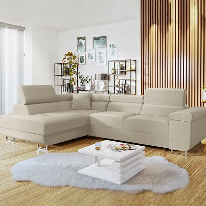 Divano letto angolare sinistra imbottito 274x203cm beige Bormio