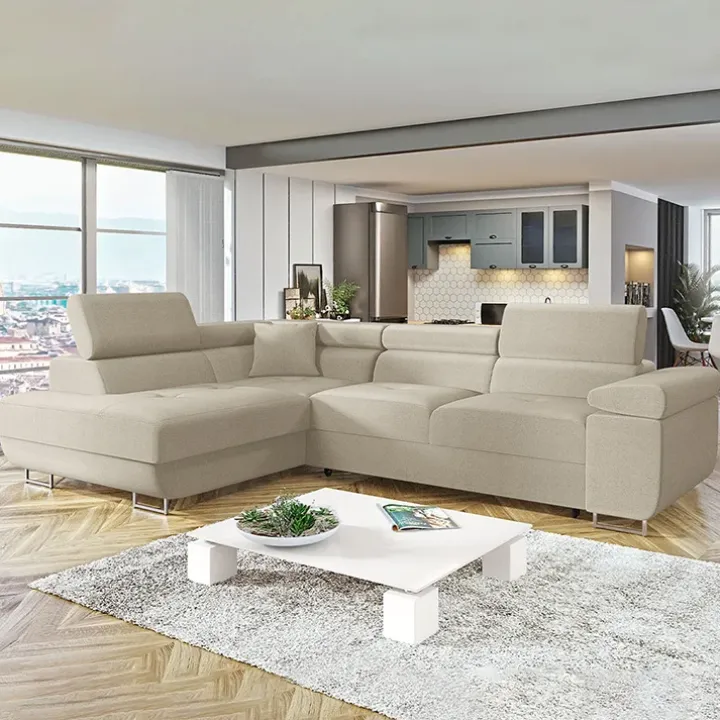 Divano letto angolare sinistra imbottito 274x203cm beige Bormio