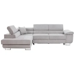 Divano letto angolare sinistra imbottito 274x203cm velluto a coste grigio Bormio
