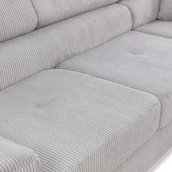 Divano letto angolare sinistra imbottito 274x203cm velluto a coste grigio Bormio