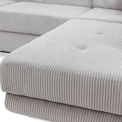 Divano letto angolare sinistra imbottito 274x203cm velluto a coste grigio Bormio