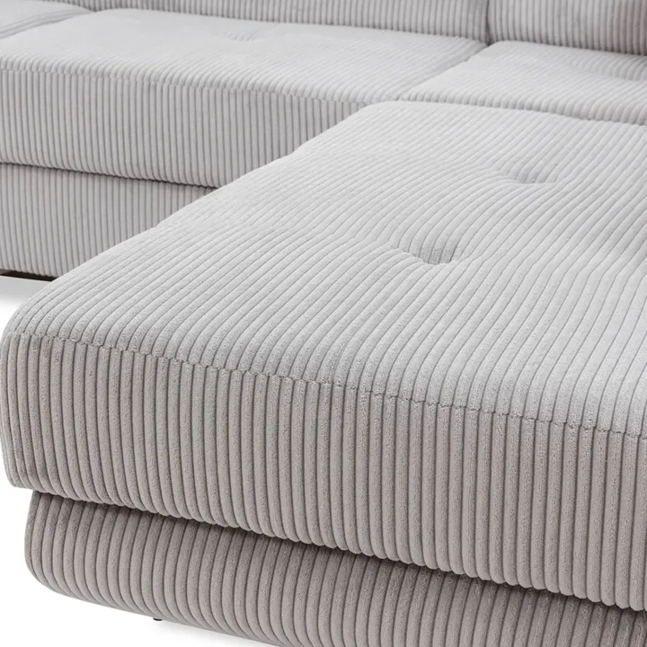 Divano letto angolare sinistra imbottito 274x203cm velluto a coste grigio Bormio