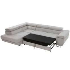 Divano letto angolare sinistra imbottito 274x203cm velluto a coste grigio Bormio