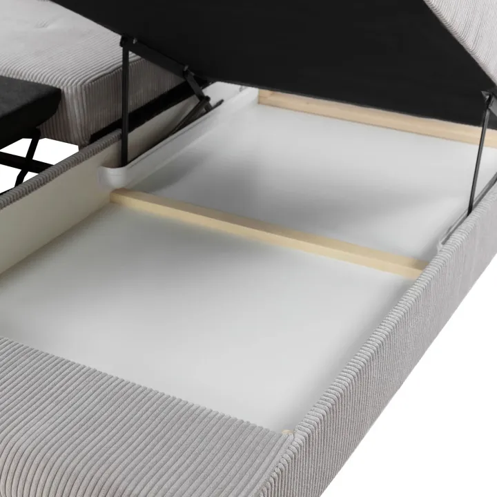 Divano letto angolare sinistra imbottito 274x203cm velluto a coste grigio Bormio