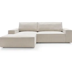Divano letto angolare sinistro 3 posti 267x167cm velluto a coste beige Relaxion