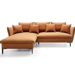 Divano letto angolare sinistro 3 posti 258x167cm tessuto arancio Lushify