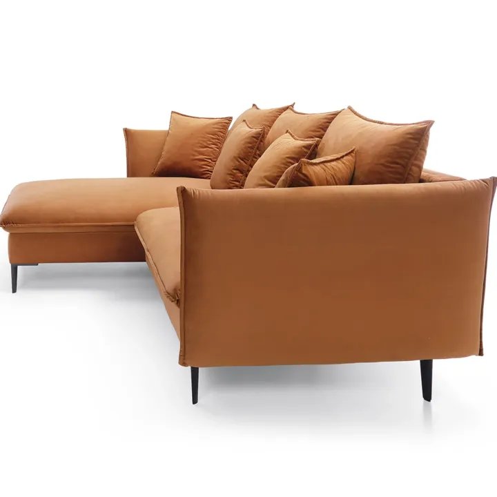 Divano letto angolare sinistro 3 posti 258x167cm tessuto arancio Lushify