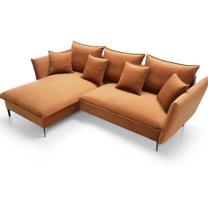 Divano letto angolare sinistro 3 posti 258x167cm tessuto arancio Lushify