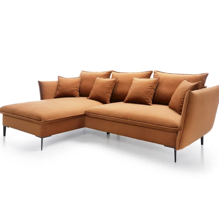 Divano letto angolare sinistro 3 posti 258x167cm tessuto arancio Lushify
