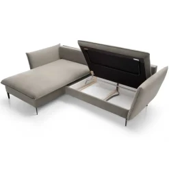 Divano letto angolare sinistro 3 posti 258x167cm tessuto beige Lushify