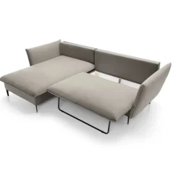 Divano letto angolare sinistro 3 posti 258x167cm tessuto beige Lushify