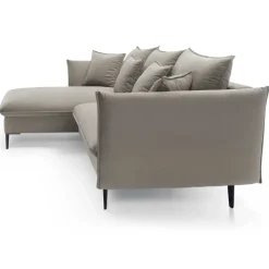 Divano letto angolare sinistro 3 posti 258x167cm tessuto beige Lushify