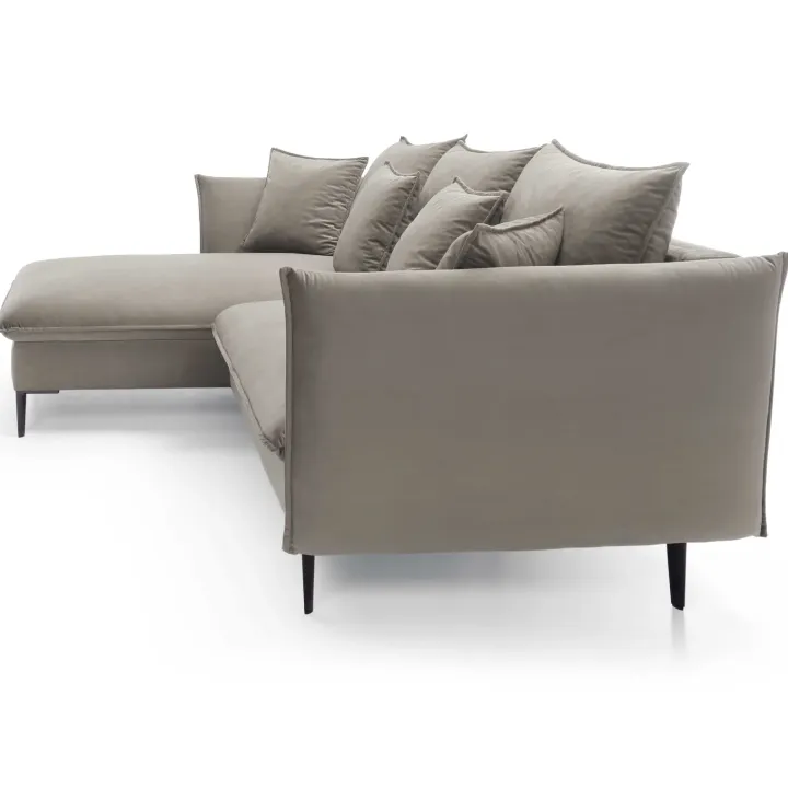 Divano letto angolare sinistro 3 posti 258x167cm tessuto beige Lushify